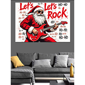 Rockçı Noel Baba Dekoratif Kanvas - Mdf Ahşap Tablo