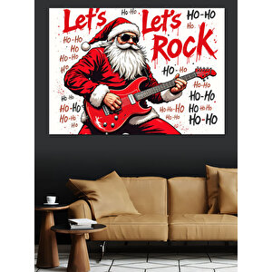 Rockçı Noel Baba Dekoratif Kanvas - Mdf Ahşap Tablo