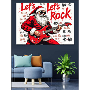 Rockçı Noel Baba Dekoratif Kanvas - Mdf Ahşap Tablo 25x35 cm