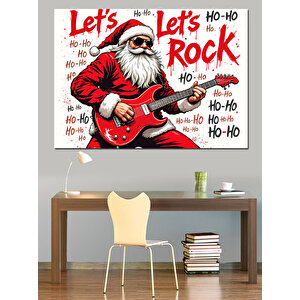 Rockçı Noel Baba Dekoratif Kanvas - Mdf Ahşap Tablo 25x35 cm