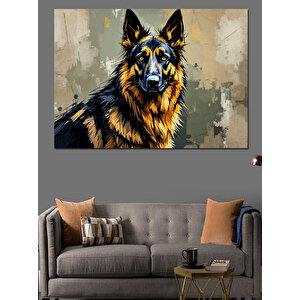 Sert Bakışlı Alman Kurdu Dekoratif Kanvas - Mdf Ahşap Tablo 35x50 cm