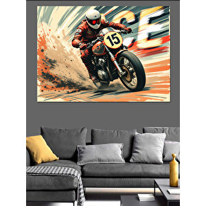 Hızlı Motor Yarışı Dekoratif Kanvas - Mdf Ahşap Tablo 50x70 cm