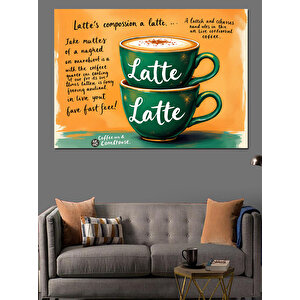 Latte Ve Şiir Dekoratif Kanvas - Mdf Ahşap Tablo 100x140 cm