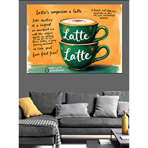 Latte Ve Şiir Dekoratif Kanvas - Mdf Ahşap Tablo 100x140 cm