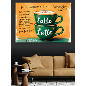 Latte Ve Şiir Dekoratif Kanvas - Mdf Ahşap Tablo