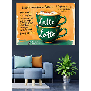 Latte Ve Şiir Dekoratif Kanvas - Mdf Ahşap Tablo