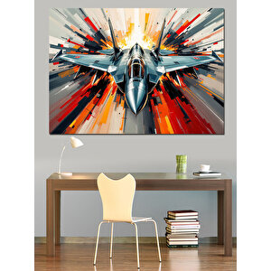 Süpersonik Jet Uçağı Dekoratif Kanvas - Mdf Ahşap Tablo 100x140 cm