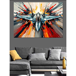 Süpersonik Jet Uçağı Dekoratif Kanvas - Mdf Ahşap Tablo 100x140 cm