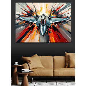 Süpersonik Jet Uçağı Dekoratif Kanvas - Mdf Ahşap Tablo 100x140 cm