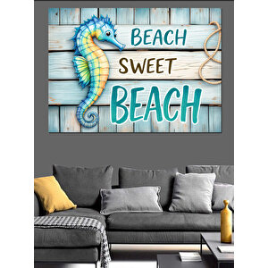 Plaj Tatili Panosu Dekoratif Kanvas - Mdf Ahşap Tablo 70x100 cm