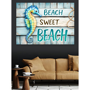 Plaj Tatili Panosu Dekoratif Kanvas - Mdf Ahşap Tablo 70x100 cm