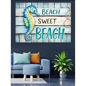 Plaj Tatili Panosu Dekoratif Kanvas - Mdf Ahşap Tablo 70x100 cm