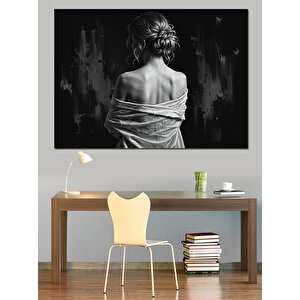Sırtı Dönük Kadın Figürü Dekoratif Kanvas - Mdf Ahşap Tablo 70x100 cm