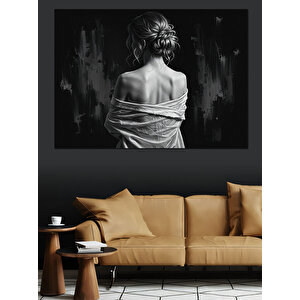 Sırtı Dönük Kadın Figürü Dekoratif Kanvas - Mdf Ahşap Tablo 70x100 cm