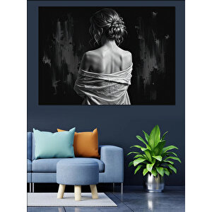 Sırtı Dönük Kadın Figürü Dekoratif Kanvas - Mdf Ahşap Tablo