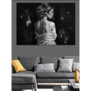 Gölgede Sırtı Dönük Kadın Dekoratif Kanvas - Mdf Ahşap Tablo