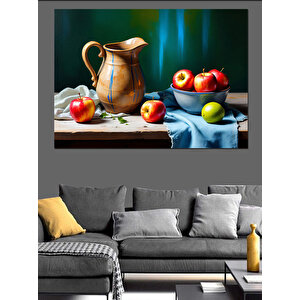Elma Ve Sürahi Dekoratif Kanvas - Mdf Ahşap Tablo 50x70 cm
