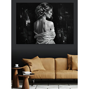 Gölgede Sırtı Dönük Kadın Dekoratif Kanvas - Mdf Ahşap Tablo 35x50 cm