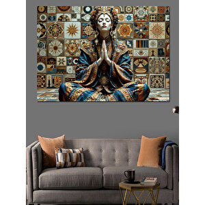 Meditasyon Yapan Mozaik Kadın Dekoratif Kanvas - Mdf Ahşap Tablo