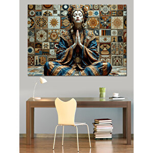 Meditasyon Yapan Mozaik Kadın Dekoratif Kanvas - Mdf Ahşap Tablo