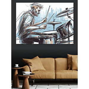 Davul Çalan Adam Dekoratif Kanvas - Mdf Ahşap Tablo 50x70 cm