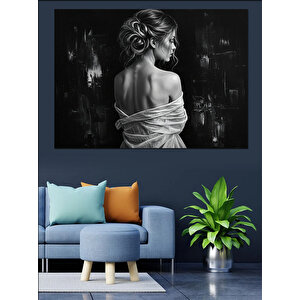 Gölgede Sırtı Dönük Kadın Dekoratif Kanvas - Mdf Ahşap Tablo 50x70 cm