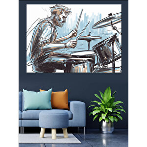 Davul Çalan Adam Dekoratif Kanvas - Mdf Ahşap Tablo