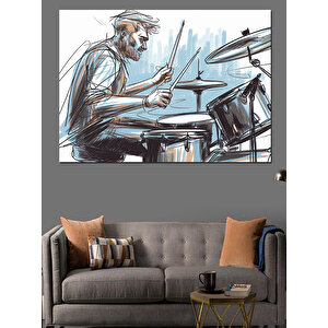 Davul Çalan Adam Dekoratif Kanvas - Mdf Ahşap Tablo