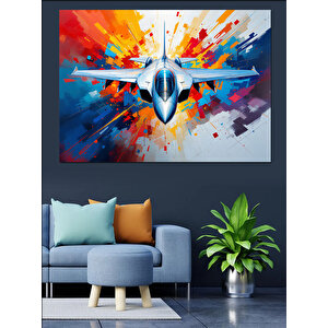 Fütüristik Jet Patlaması Dekoratif Kanvas - Mdf Ahşap Tablo 100x140 cm