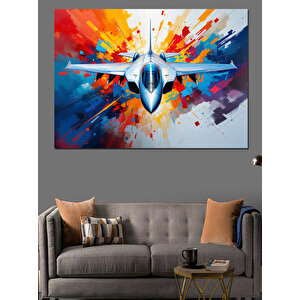 Fütüristik Jet Patlaması Dekoratif Kanvas - Mdf Ahşap Tablo 100x140 cm