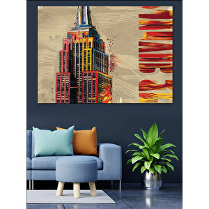Empire State Binası Dekoratif Kanvas - Mdf Ahşap Tablo 25x35 cm