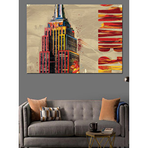 Empire State Binası Dekoratif Kanvas - Mdf Ahşap Tablo 25x35 cm
