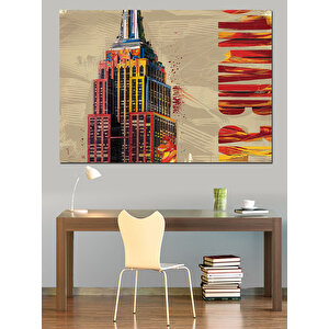 Empire State Binası Dekoratif Kanvas - Mdf Ahşap Tablo 25x35 cm