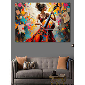 Viyolensel Çalan Soyut Kadın Dekoratif Kanvas - Mdf Ahşap Tablo