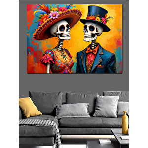 Şeker Kafatası Çifti Dekoratif Kanvas - Mdf Ahşap Tablo 100x140 cm
