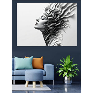 Siyah Beyaz Kadın Silüeti Dekoratif Kanvas - Mdf Ahşap Tablo 35x50 cm