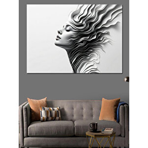 Siyah Beyaz Kadın Silüeti Dekoratif Kanvas - Mdf Ahşap Tablo 35x50 cm