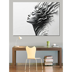 Siyah Beyaz Kadın Silüeti Dekoratif Kanvas - Mdf Ahşap Tablo 35x50 cm