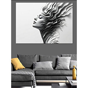 Siyah Beyaz Kadın Silüeti Dekoratif Kanvas - Mdf Ahşap Tablo