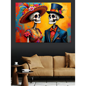 Şeker Kafatası Çifti Dekoratif Kanvas - Mdf Ahşap Tablo 70x100 cm