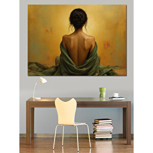 Sırtı Dönük Kadın Figürü Dekoratif Kanvas - Mdf Ahşap Tablo 100x140 cm