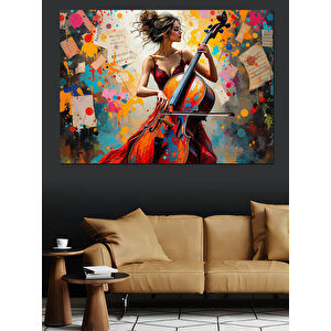 Viyolensel Çalan Soyut Kadın Dekoratif Kanvas - Mdf Ahşap Tablo 70x100 cm