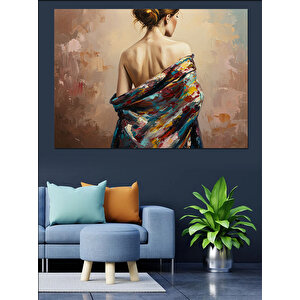 Sırtı Dönük Kadın Portresi Dekoratif Kanvas - Mdf Ahşap Tablo 50x70 cm