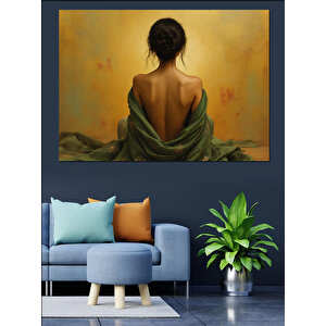 Sırtı Dönük Kadın Figürü Dekoratif Kanvas - Mdf Ahşap Tablo 25x35 cm