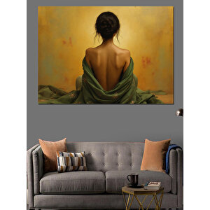 Sırtı Dönük Kadın Figürü Dekoratif Kanvas - Mdf Ahşap Tablo 25x35 cm