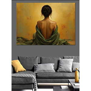 Sırtı Dönük Kadın Figürü Dekoratif Kanvas - Mdf Ahşap Tablo