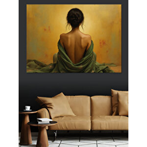 Sırtı Dönük Kadın Figürü Dekoratif Kanvas - Mdf Ahşap Tablo