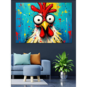 Şaşkın Tavuk Portresi Dekoratif Kanvas - Mdf Ahşap Tablo 50x70 cm
