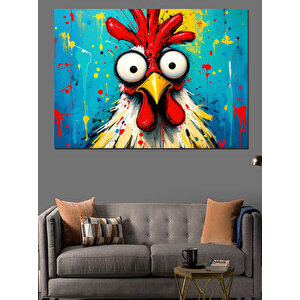 Şaşkın Tavuk Portresi Dekoratif Kanvas - Mdf Ahşap Tablo 50x70 cm