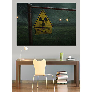 Radyoaktif Tehlike Uyarı Tabelası Dekoratif Kanvas - Mdf Ahşap Tablo